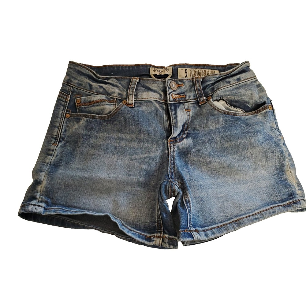 Indigo Rein Women's‎ Denim Jean Shorts Size 5 Distressed Stretch Light Wash